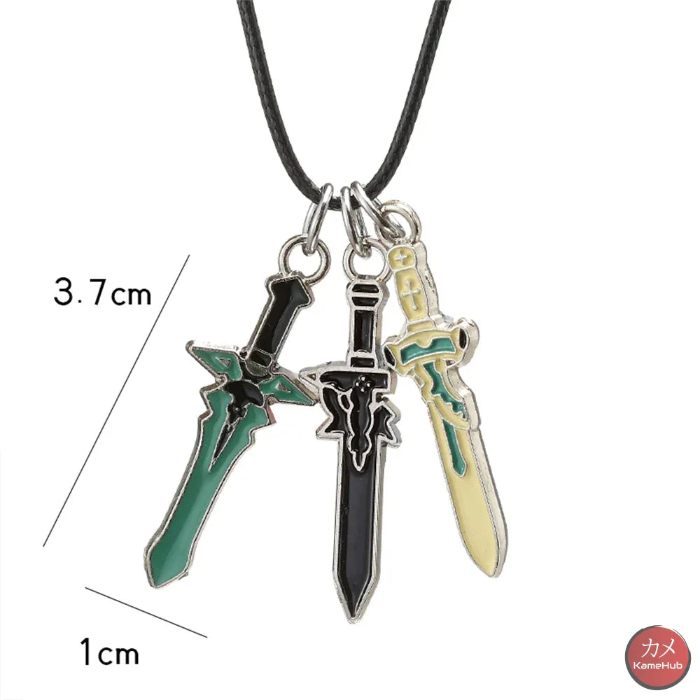 SAO: Sword Art Online - Portachiavi Collana Spade di Kirito - Collana 3 Spade Kirito - Accessori